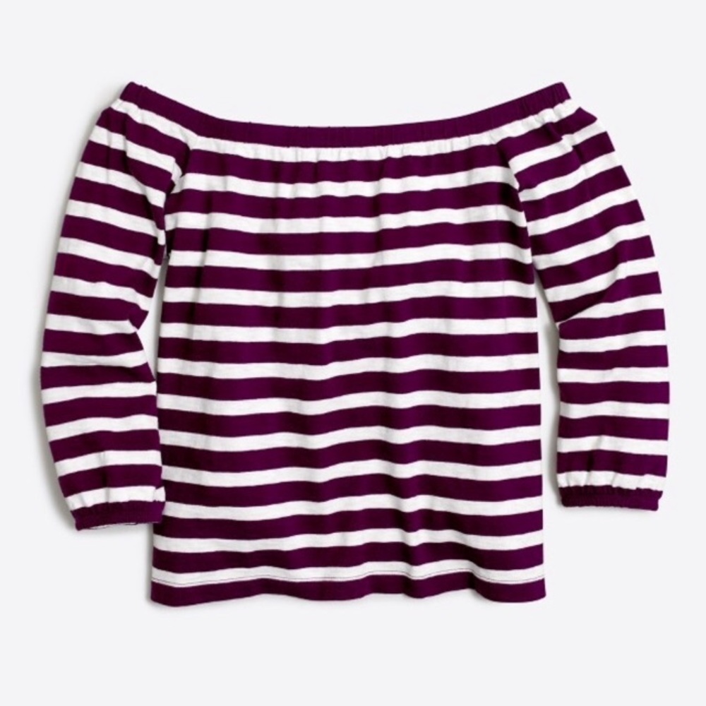 J Crew Striped Off Shoulder Top
